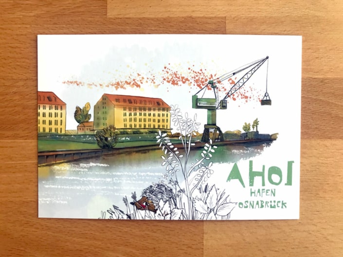 postkarte-hafen Illustration Leiser Speicher