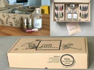 Verpackungsgestaltung Arbeit des Grafikbüro: Verpackung Gin-Set mit Zeichnungen von dem GinSet